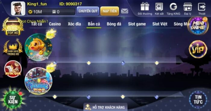 Bắn cá nổ hũ lớn với cổng game King Fun