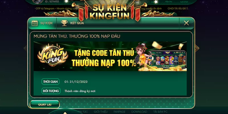 Giới thiệu hoạt động khuyến mãi tại Kingfun